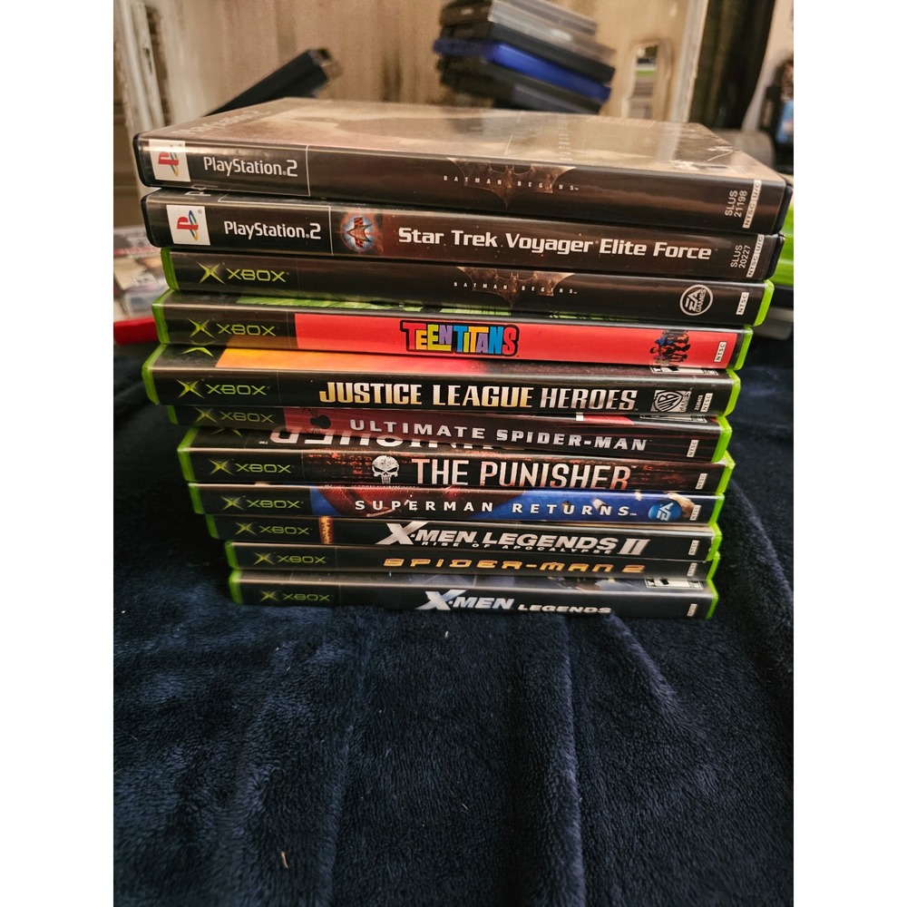 Xbox & PS2 Game Cases and Manuals Lot Batman Spider-Man X-Men Punisher NO DISCS